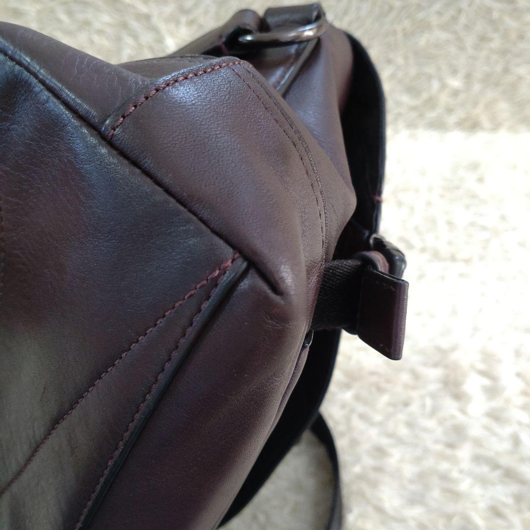 COACH　2wayレザーダークブラウンメッセンジャーバック　37954