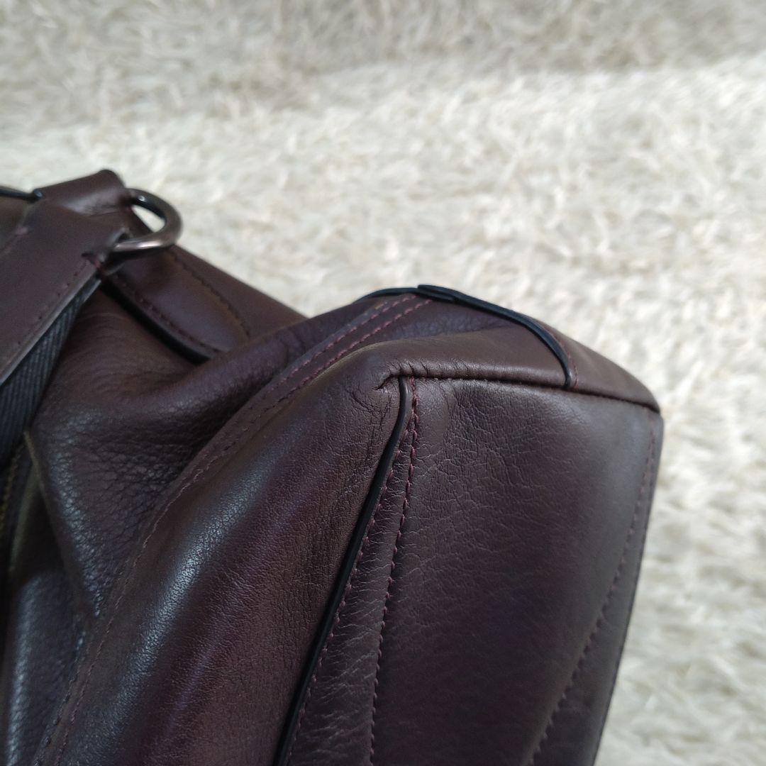 COACH　2wayレザーダークブラウンメッセンジャーバック　37954