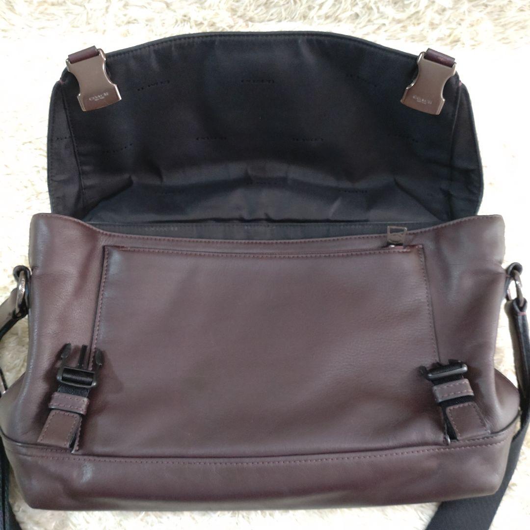 COACH　2wayレザーダークブラウンメッセンジャーバック　37954