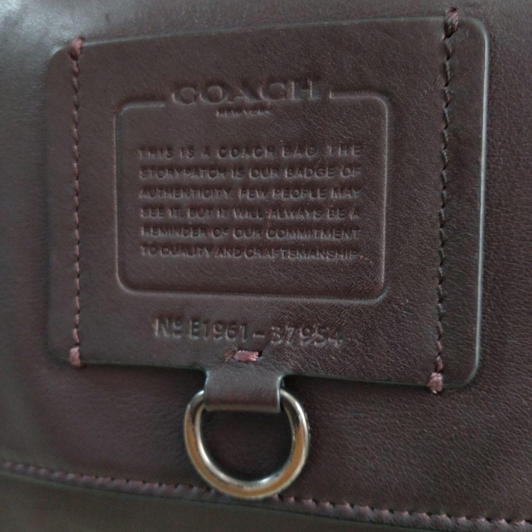 COACH　2wayレザーダークブラウンメッセンジャーバック　37954
