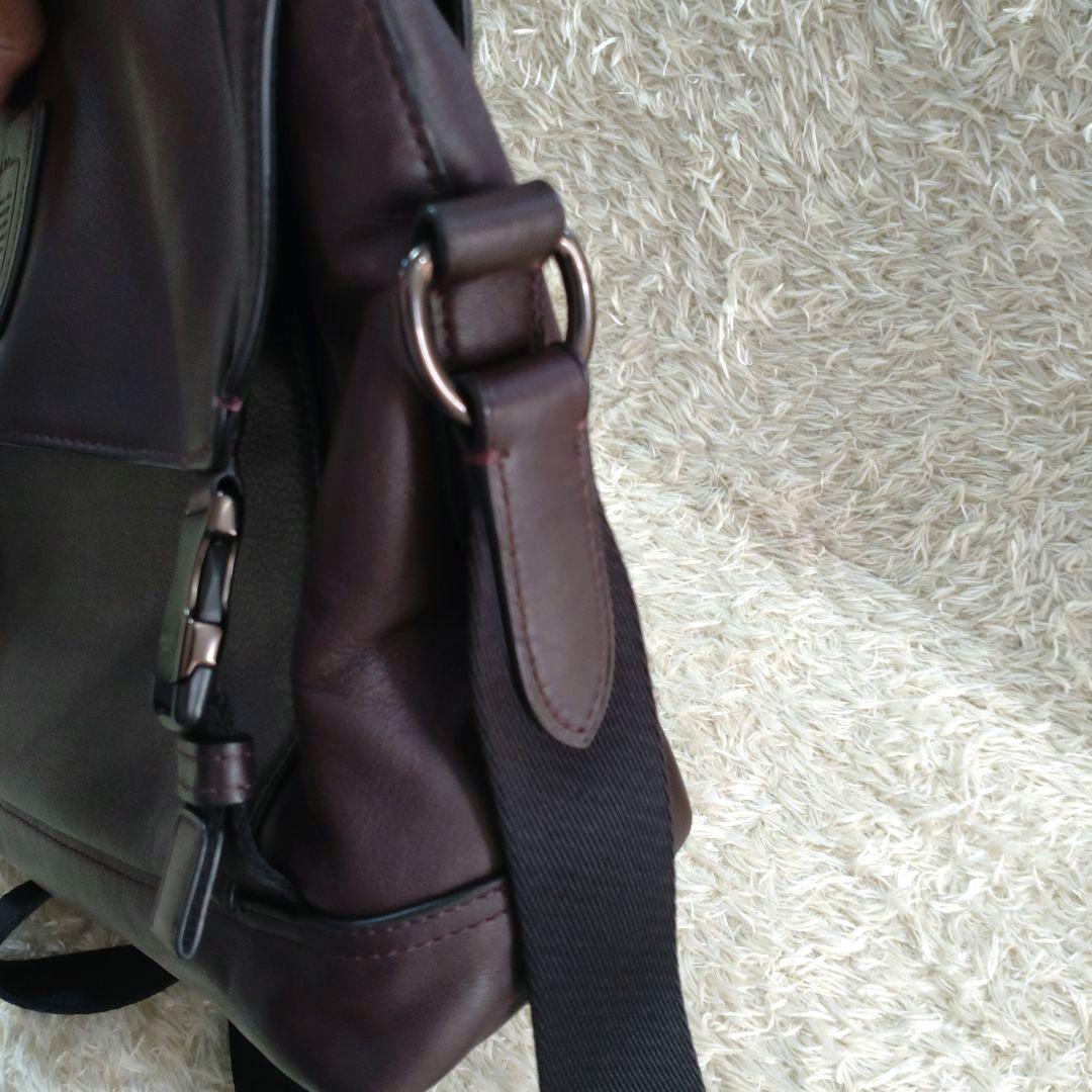 COACH　2wayレザーダークブラウンメッセンジャーバック　37954