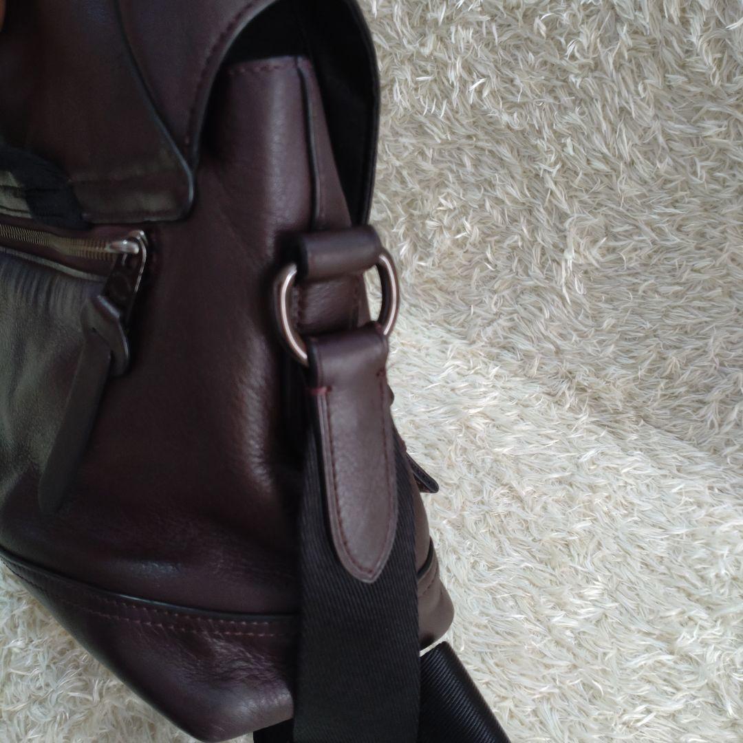 COACH　2wayレザーダークブラウンメッセンジャーバック　37954