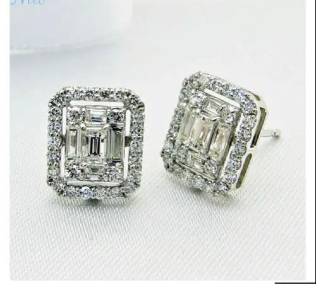 片耳のみ　レハイム　バケットカット　ダイヤモンド　ピアス