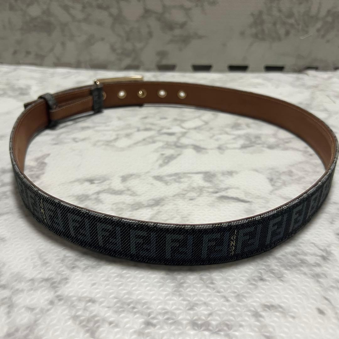 フェンディ ベルト ズッカ FFロゴ バックル ゴールド キャンバス メンズ