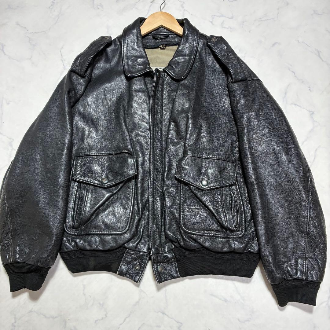 VINTAGE レザージャケット A-2 フライトジャケット ブラック (54)