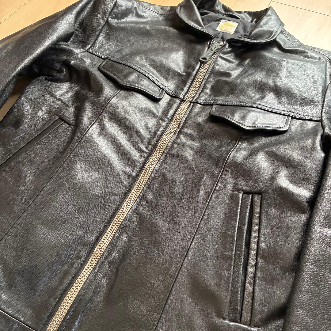 【BARNS OUTFITTERS】ゴートレザー ジップアップ ライダース