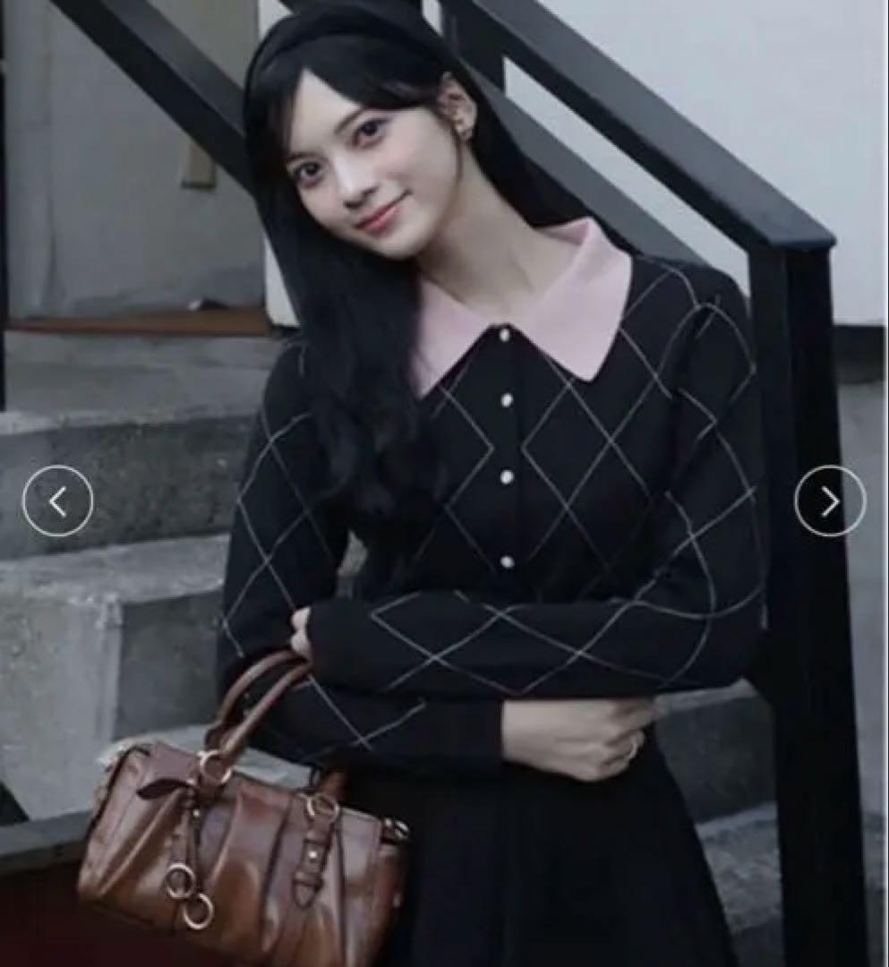 snidel USAGI ONLINE限定 アーガイルチェックカーディガン