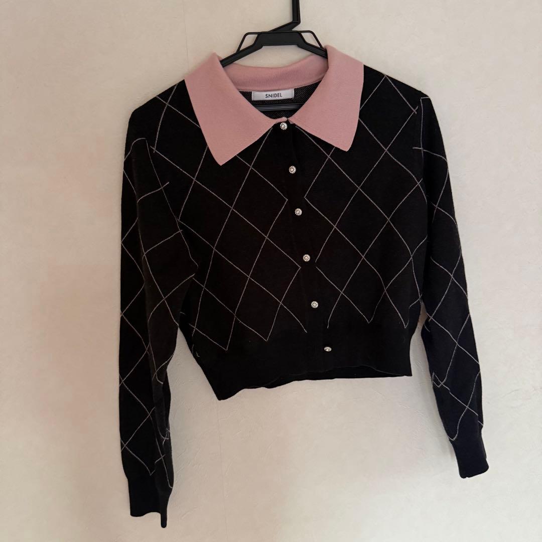 snidel USAGI ONLINE限定 アーガイルチェックカーディガン