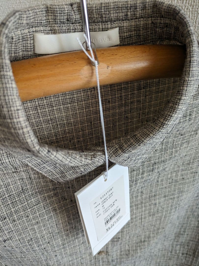 2025年 evam evaコットンリネン　チェックシャツ　30,800円