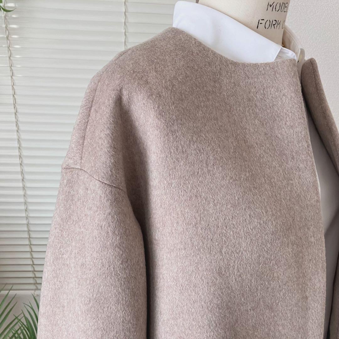 【美品】【2024AW】IENAシャルムビーバーAラインコート ノーカラーコート