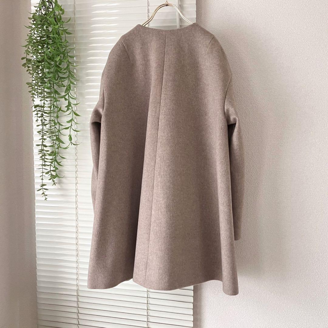 【美品】【2024AW】IENAシャルムビーバーAラインコート ノーカラーコート