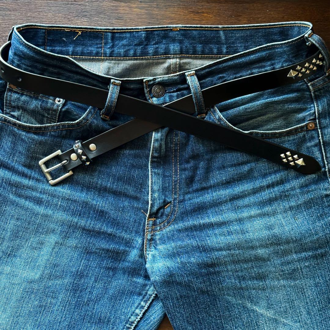 k*1様 スタッズナローベルトミリタリmx23mm 32inch125cm