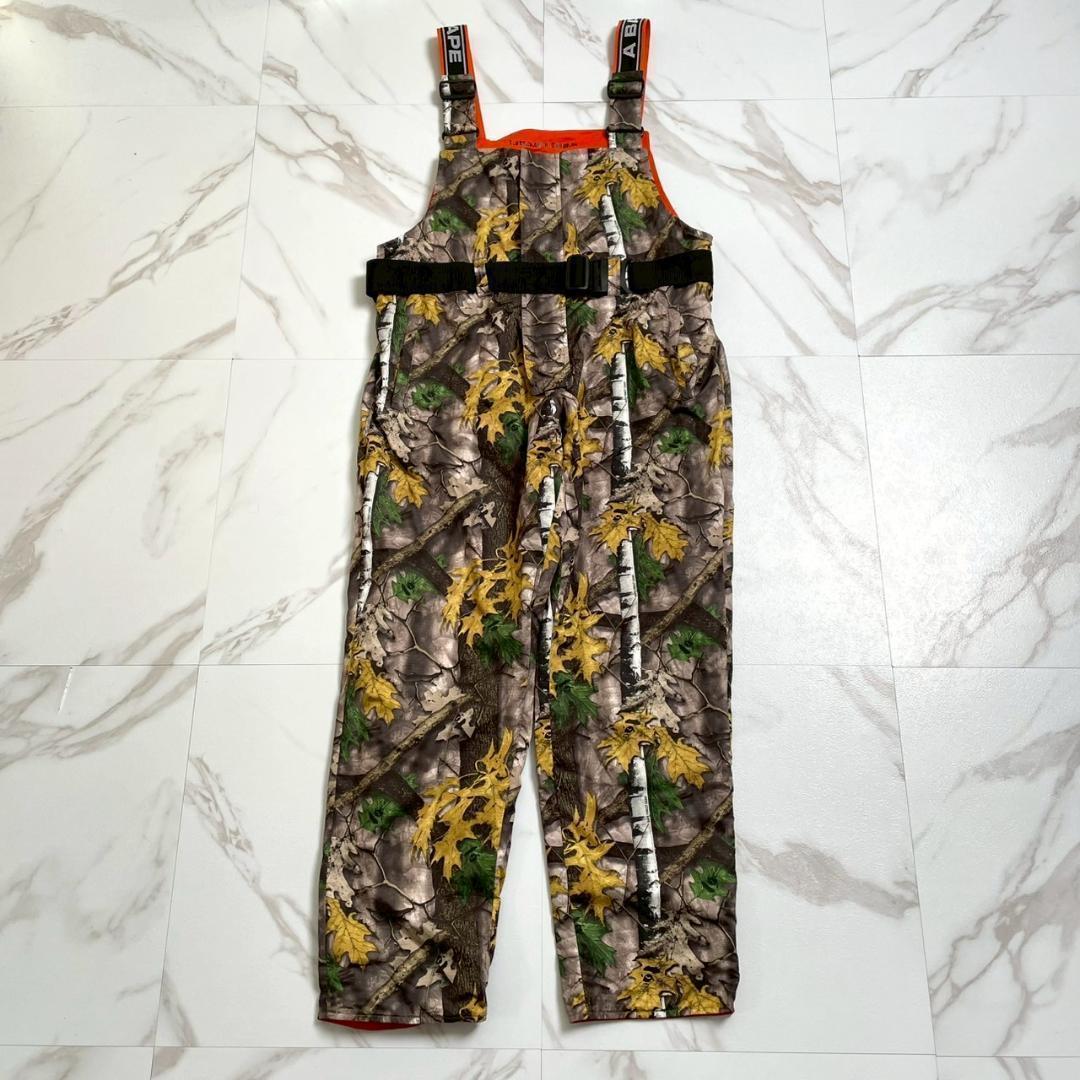 未使用級　アベイシングエイプ　リアルツリー　オーバーオール　カモ柄　ベルト付　L