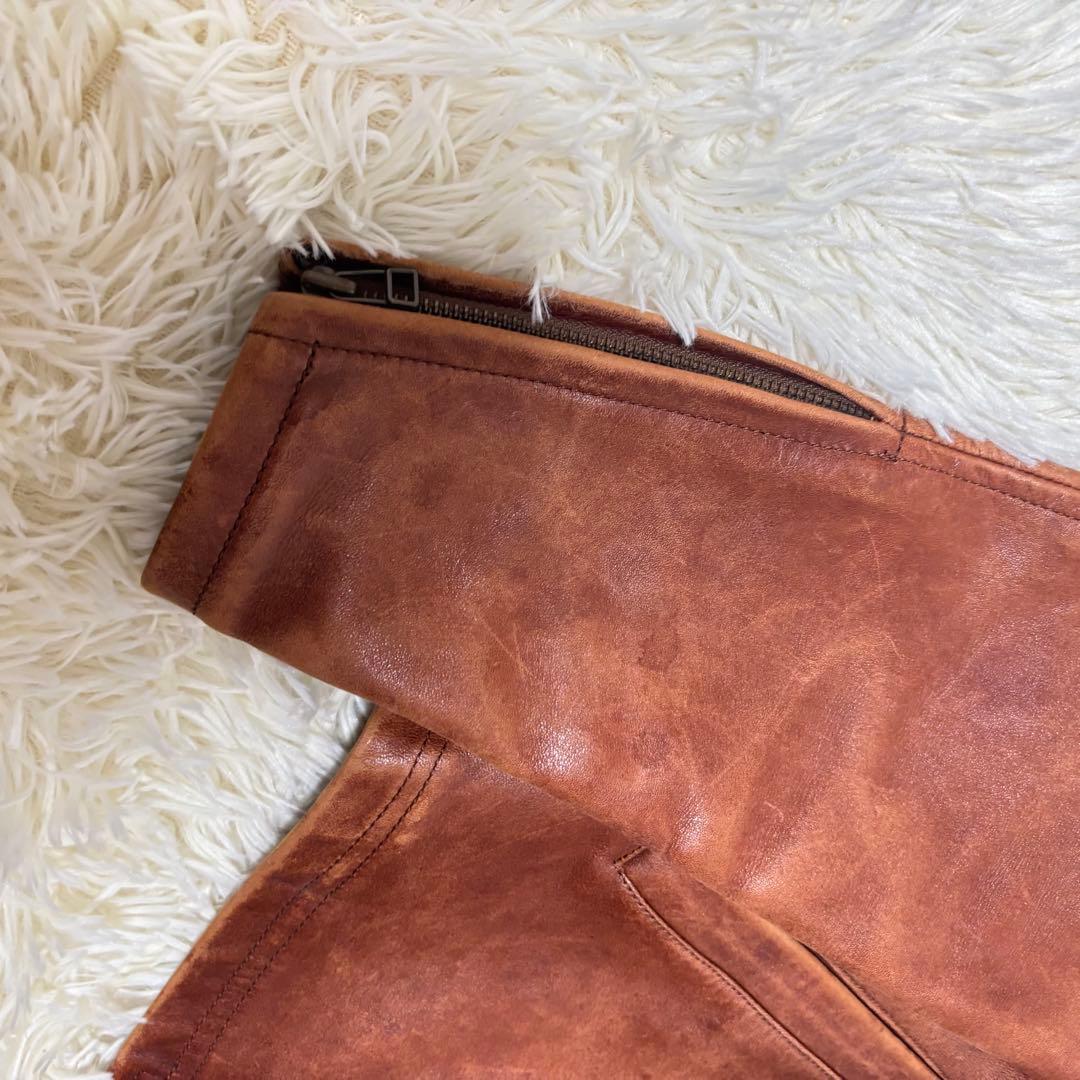 90's✨ハロルズギア ホースレザージャケット　馬革　シングルライダース　M 茶