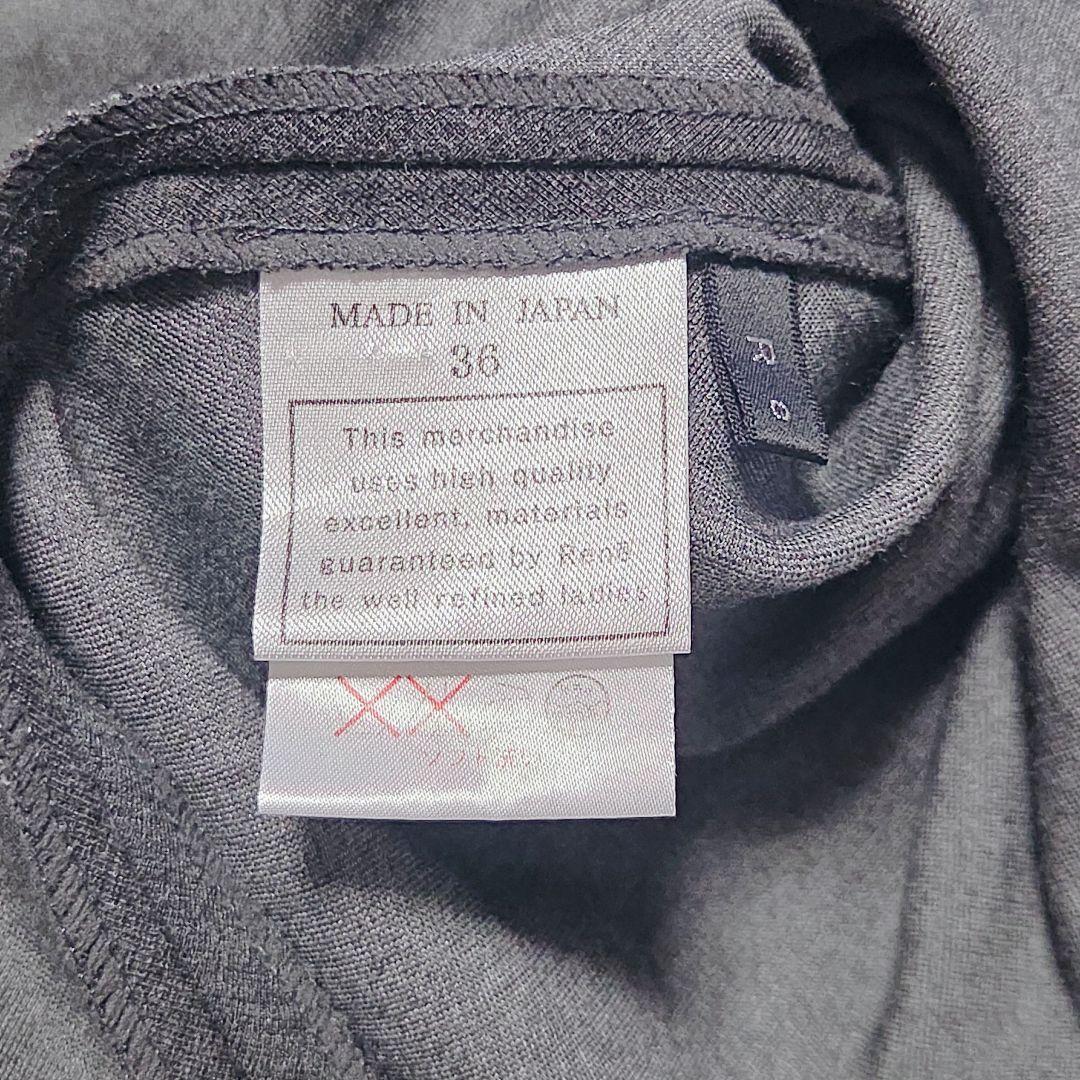 美品✨ルネ Rene 襟付き フレア 5分袖 ワンピース Aライン グレー 36