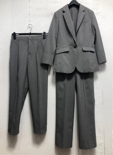 新品☆11号Mグレー系サマースーツ3点ストレート＆テーパード♪お仕事☆r895