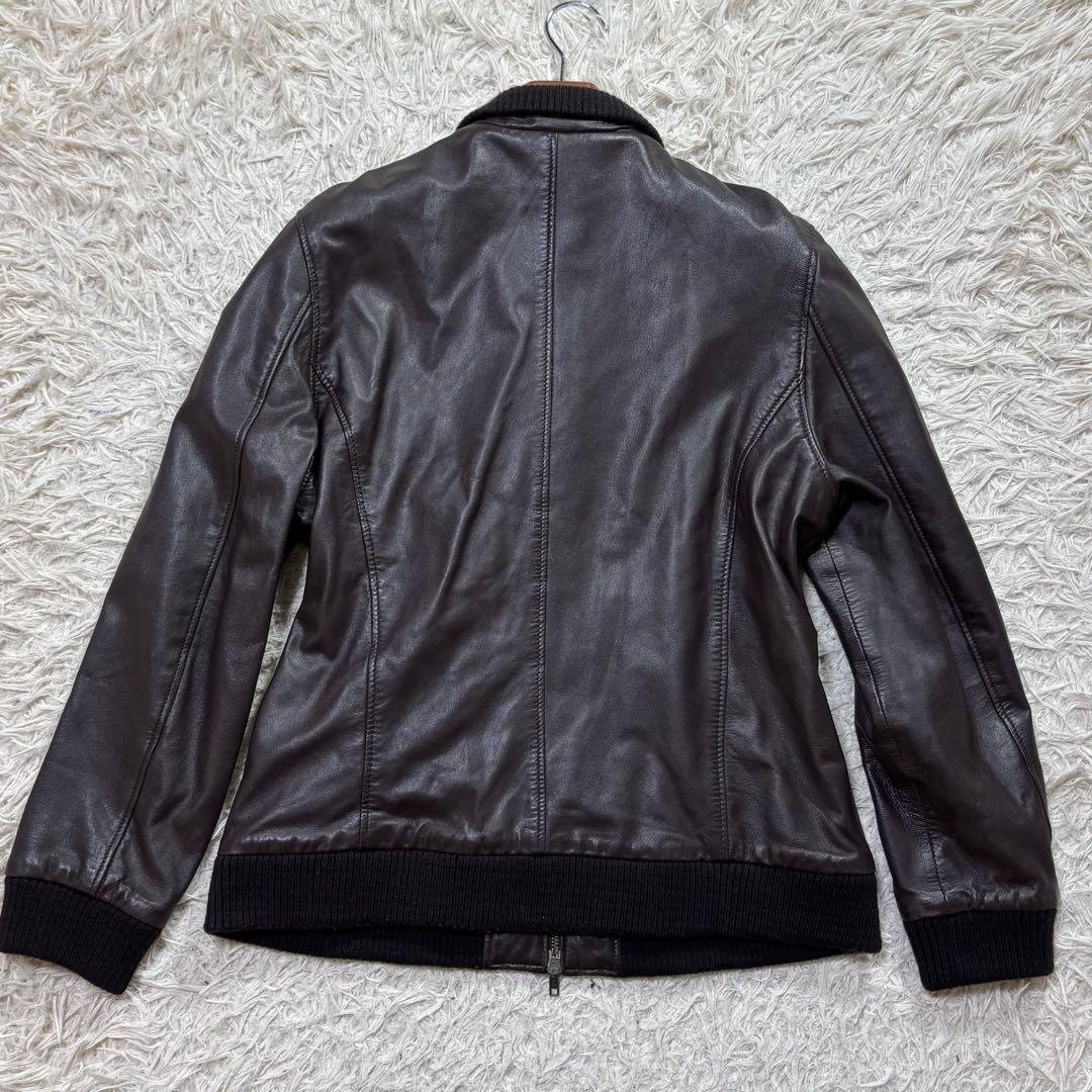 美品　Liugoo Leathers リブ付トラックジャケット　ラムレザー　XL