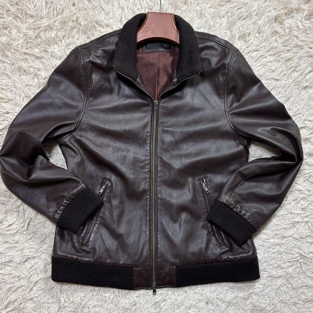 美品　Liugoo Leathers リブ付トラックジャケット　ラムレザー　XL