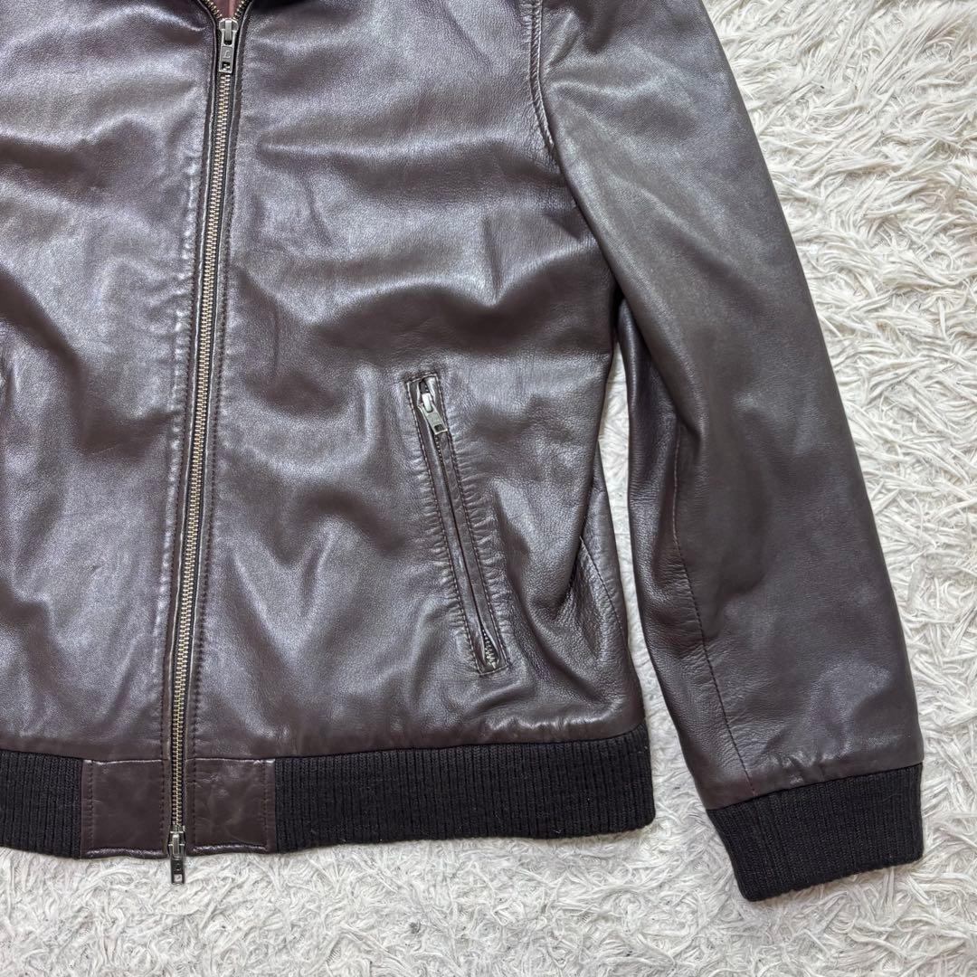 美品　Liugoo Leathers リブ付トラックジャケット　ラムレザー　XL