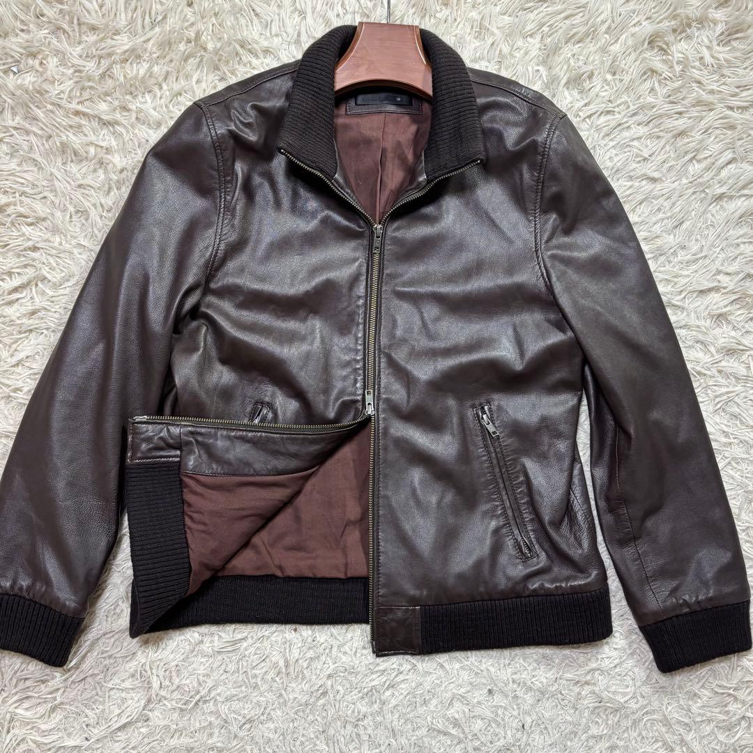 美品　Liugoo Leathers リブ付トラックジャケット　ラムレザー　XL