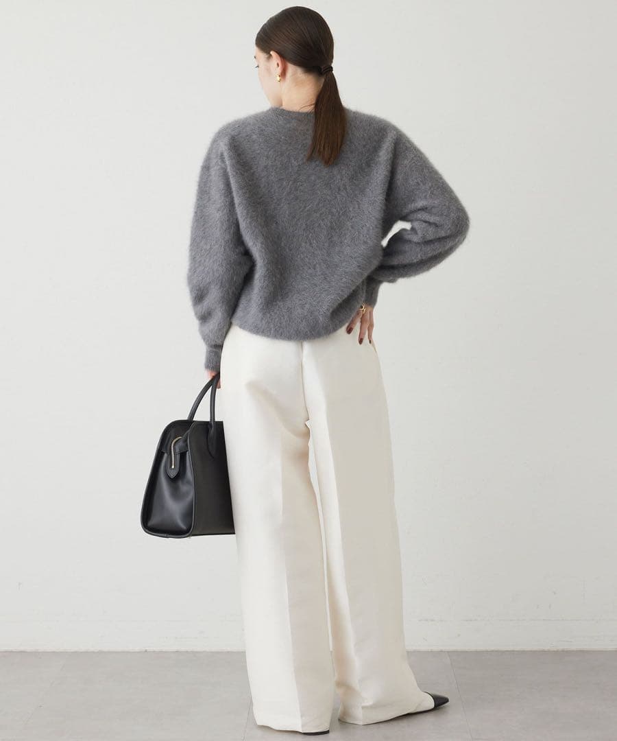 Whim Gazette カシミヤ混クルーネックファーニット美品