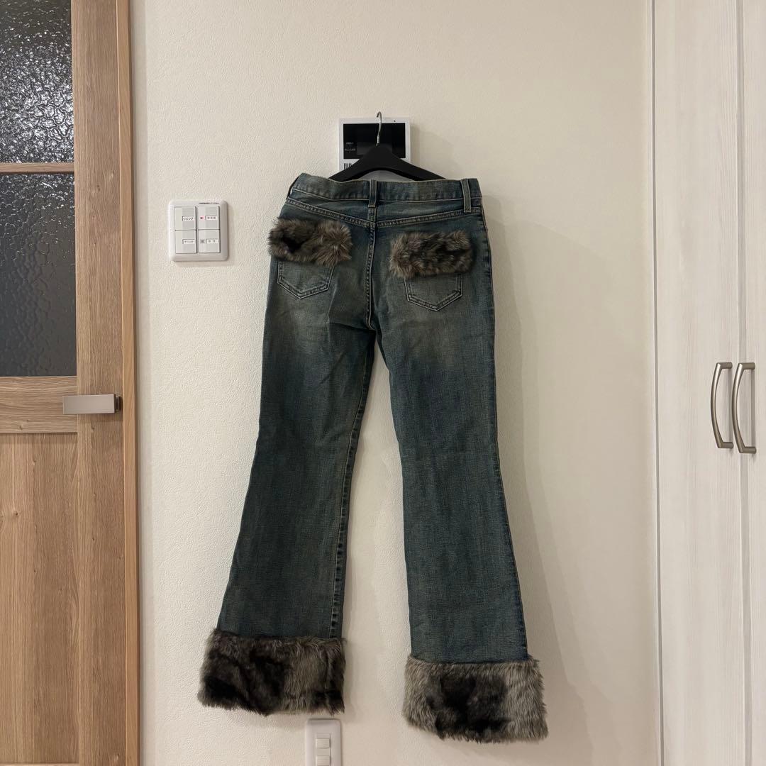 LAGUAGEM FAUX FUR フレアデニム