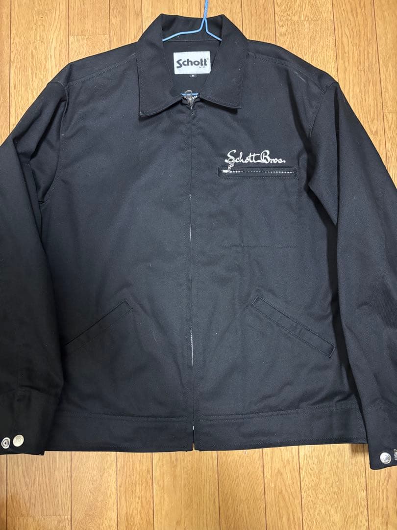 一度着用美品 SCHOTTショット ワークジャケットコットンM 黒ブラックメンズ
