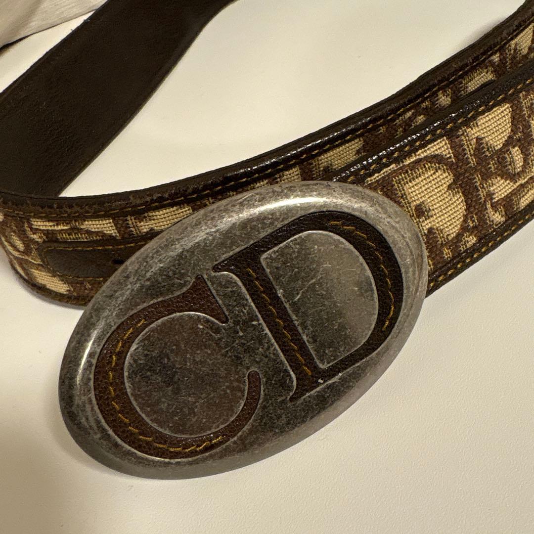 CD クリスチャンディオール ベルト トロッター柄 ベージュ　ロゴバックル