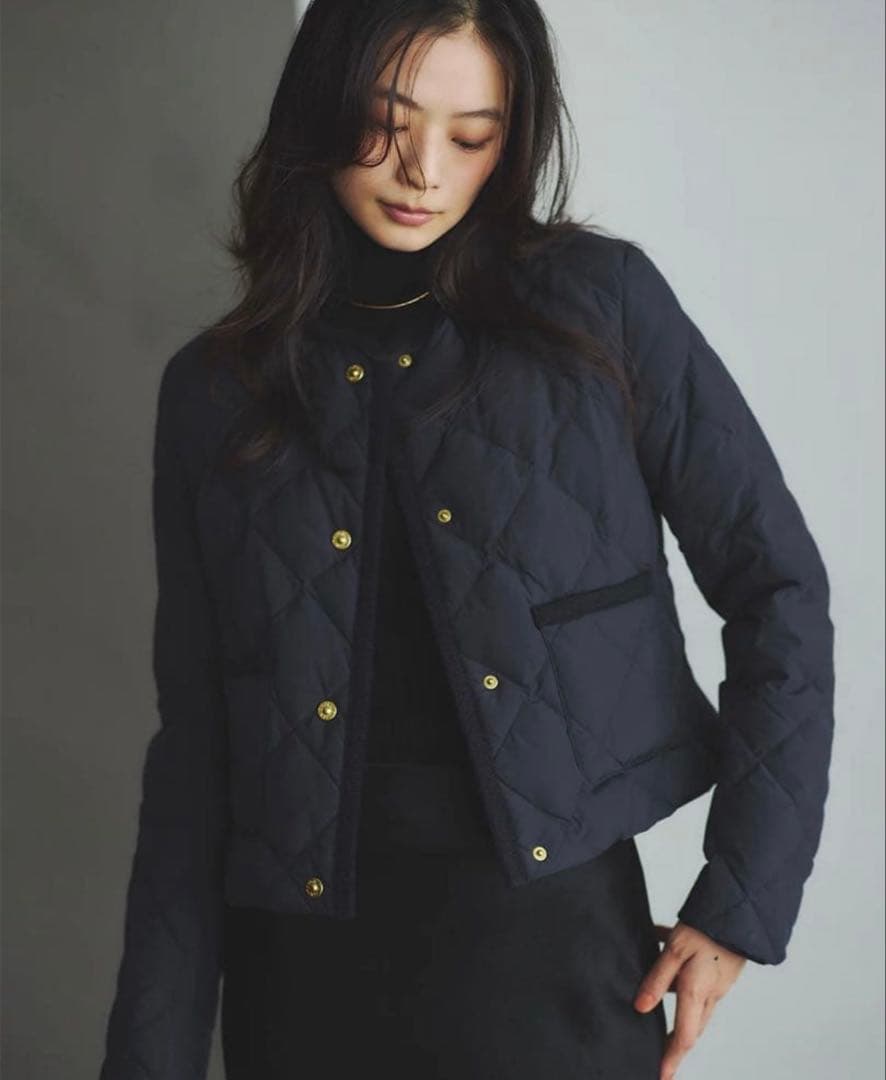 【TAION×anuans】ノーカラーキルティングショートダウン タグ付き