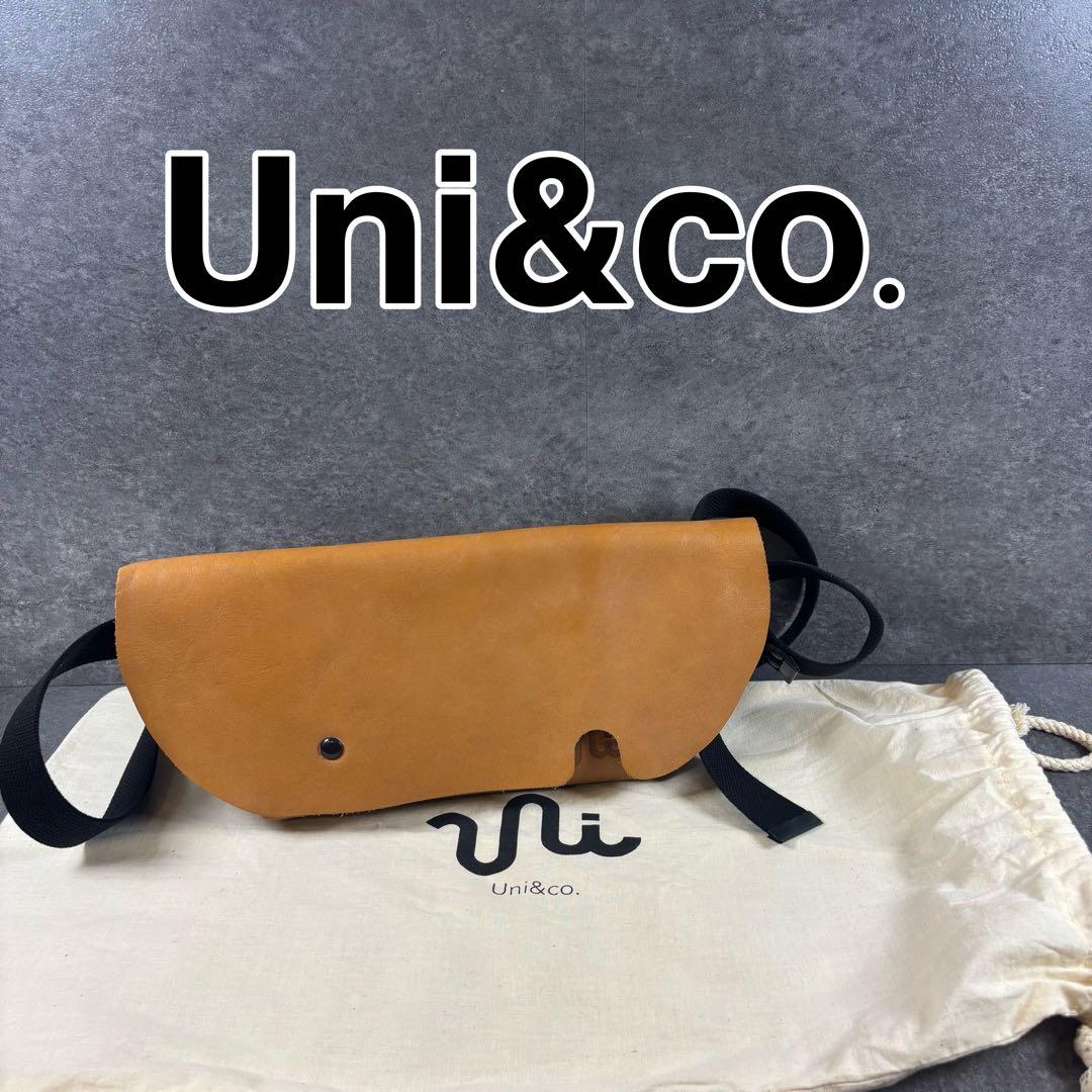 Uni&co. レザーショルダー キャメルカラー マグネット開閉 収納袋付き