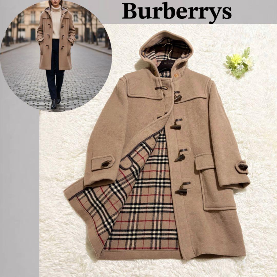 【美品】バーバリー ノバチェック ダッフルコート ロング 英国製 キャメル