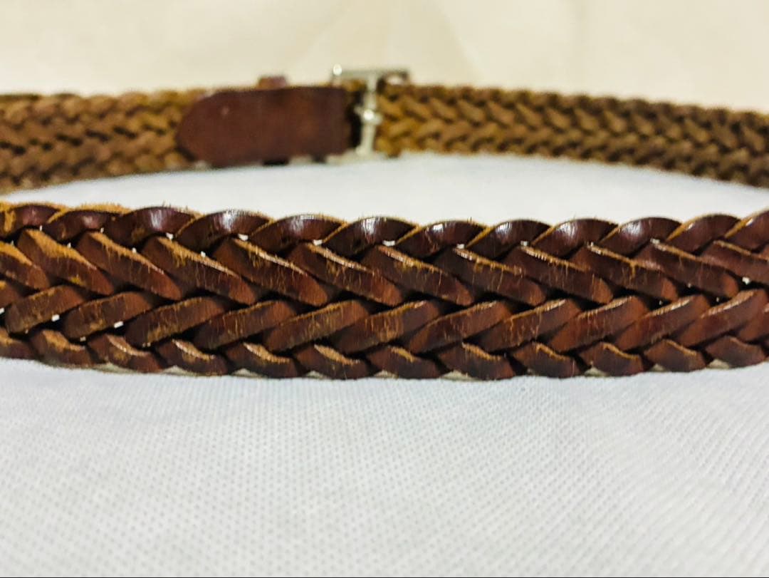 ホワイトハウスコックス　レザーベルト　メッシュ　編み込み　ブラウン