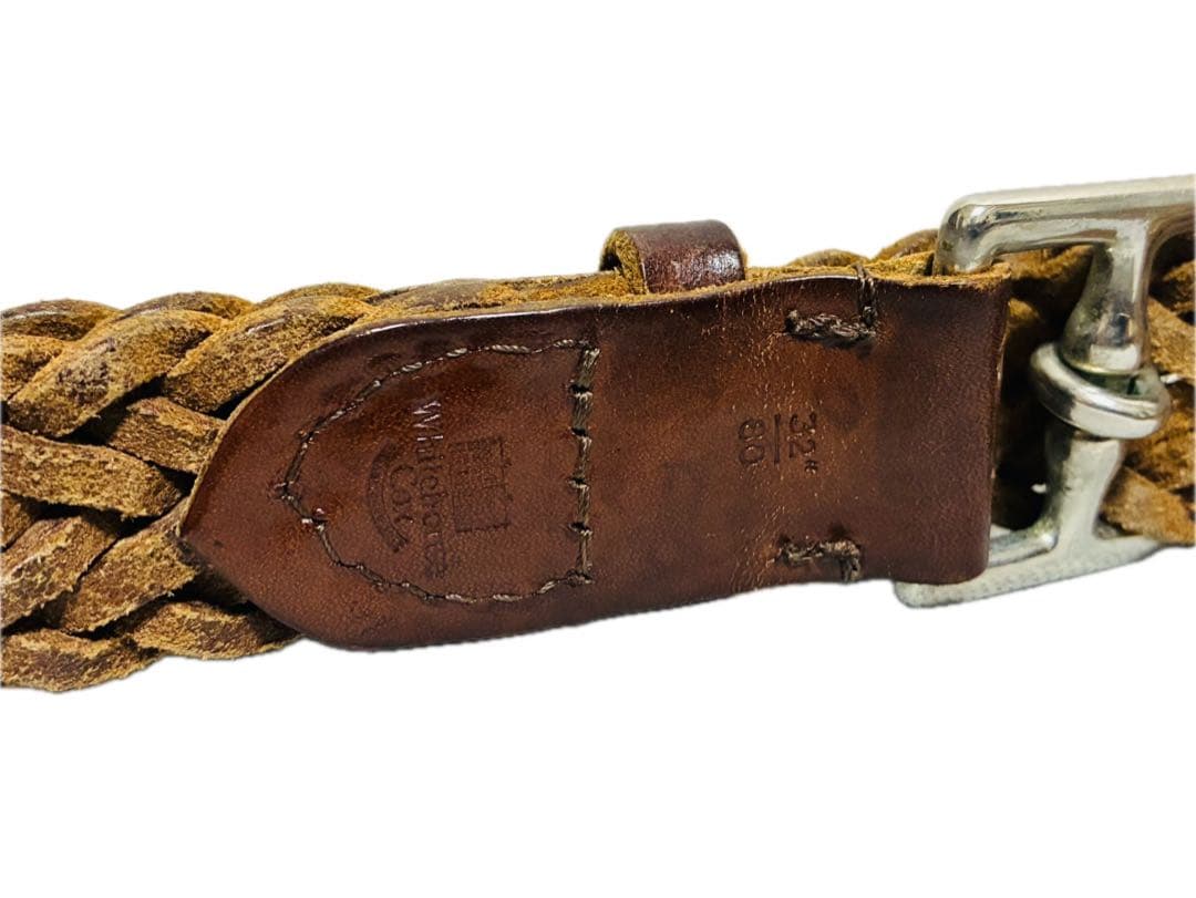 ホワイトハウスコックス　レザーベルト　メッシュ　編み込み　ブラウン