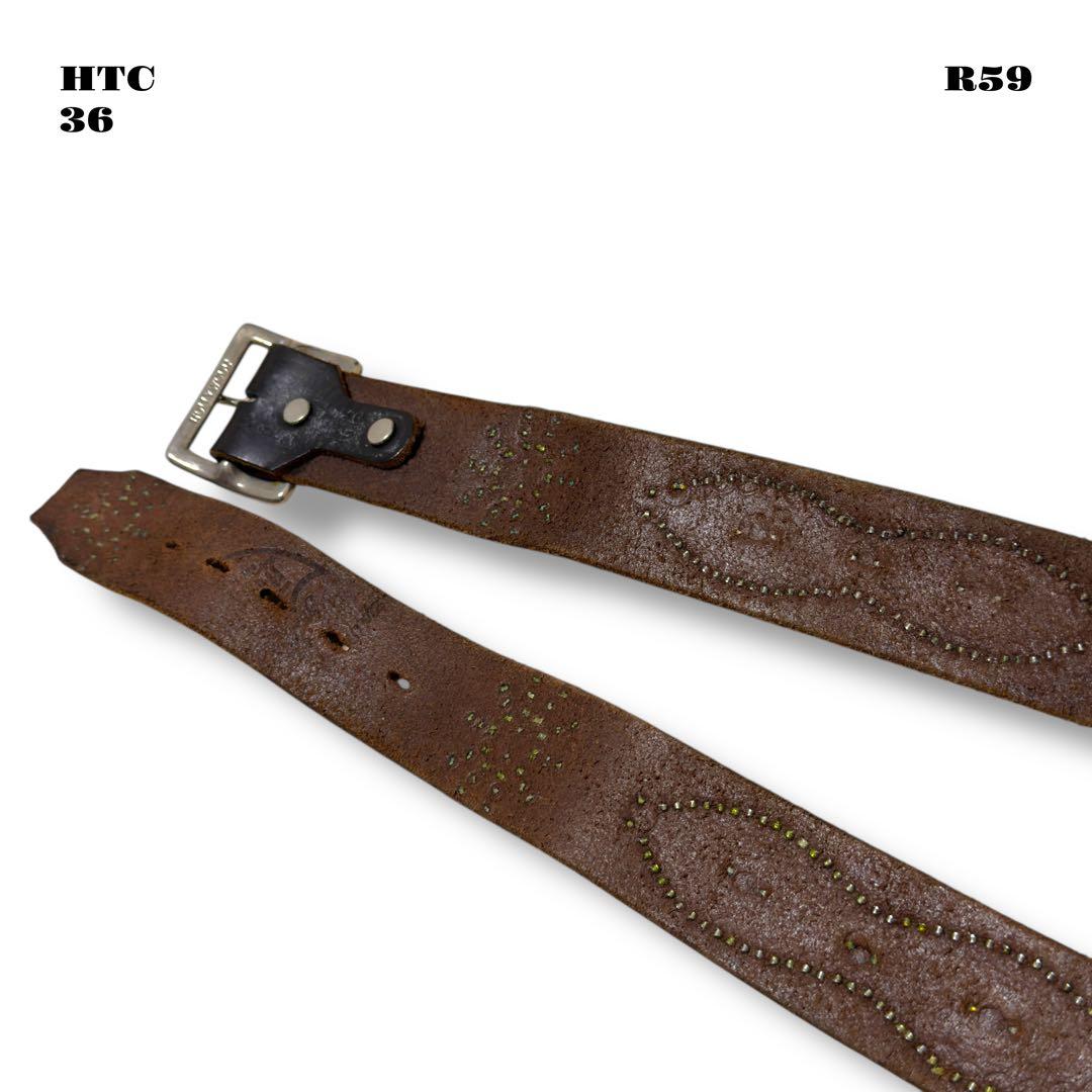 希少品！ HTC レザー スタッズ ベルト ピーナッツ ブラック 黒 銀 36