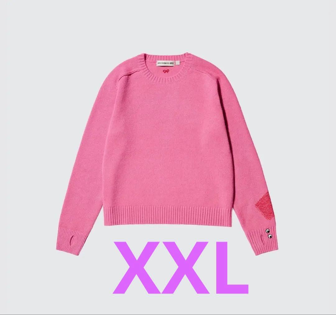 ユニクロ アニヤハインドマーチ XXL ピンク　カシミヤクルーネックセーター