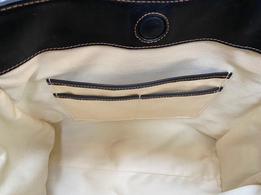 キタムラ 黒レザートートバッグ　(取り外しリボン付き) 大