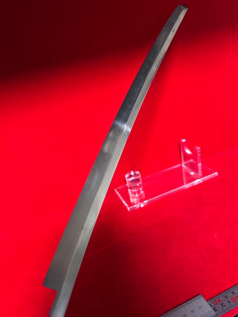 01568 包丁　マグロ包丁　先丸型　両刃　玉鋼　刃文有り　地肌有り　未使用品