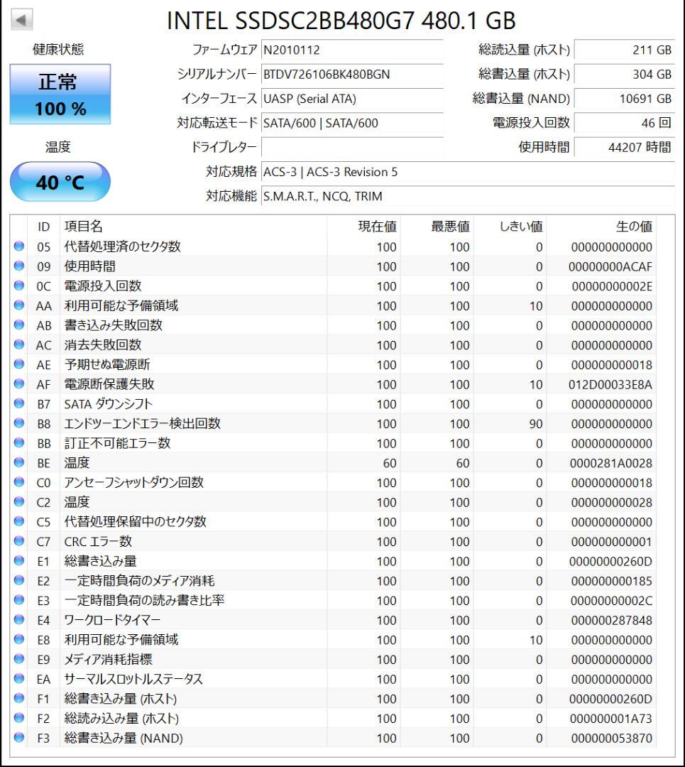 内蔵型SSD Intel SSD DC S3520 480GB