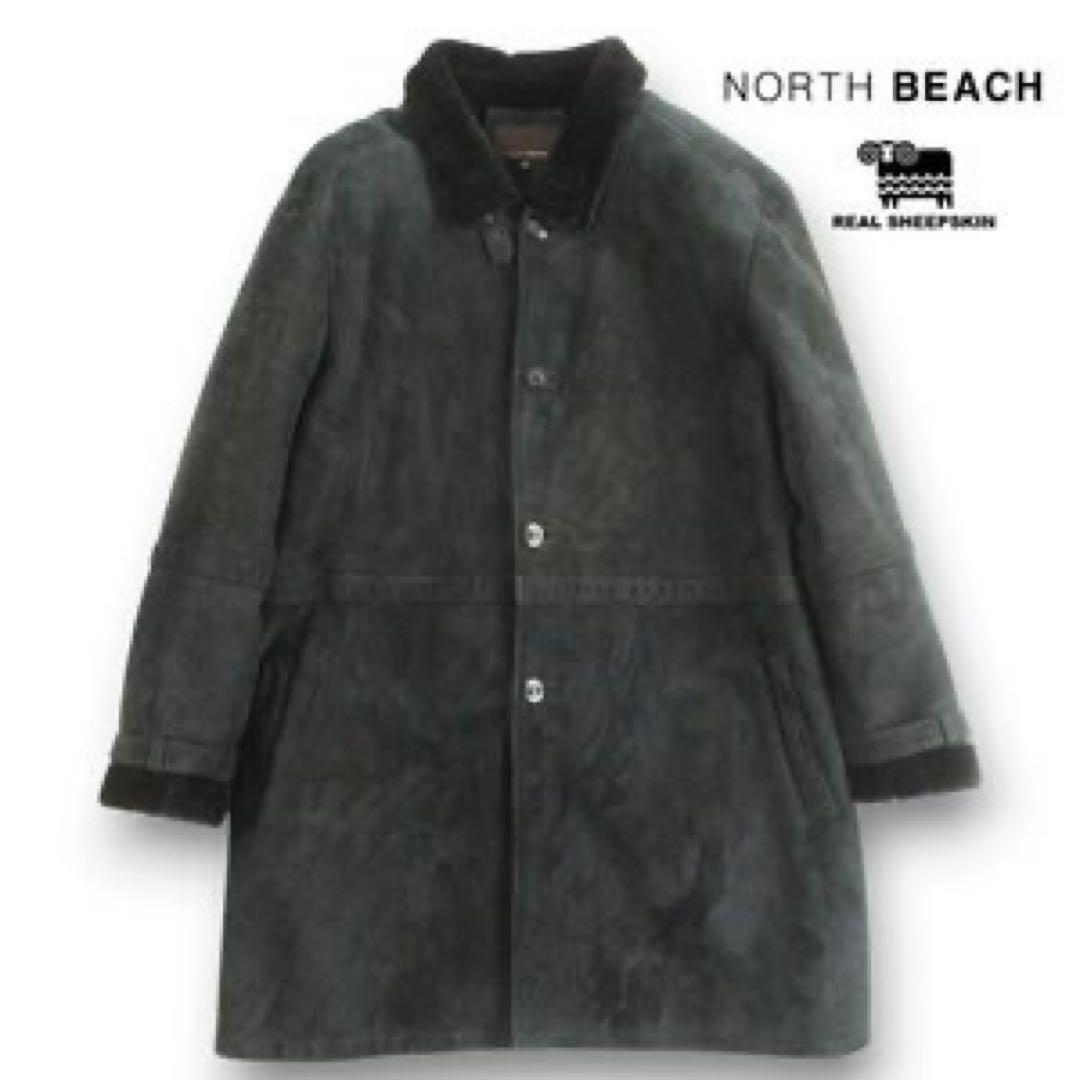 NORTH BEACH 高級 羊革 ダブルフェイス リアルムートン ロングコート