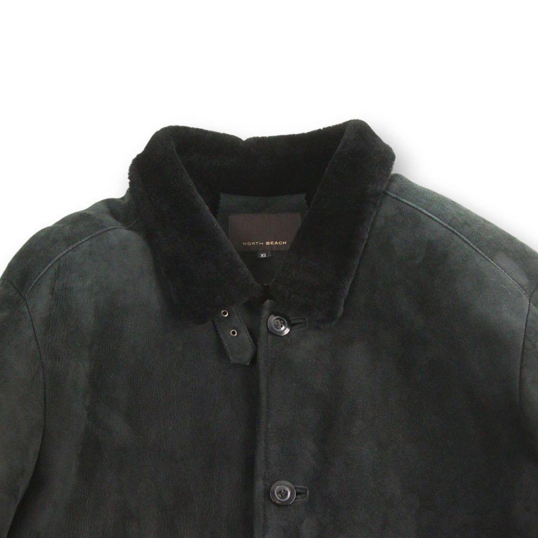 NORTH BEACH 高級 羊革 ダブルフェイス リアルムートン ロングコート