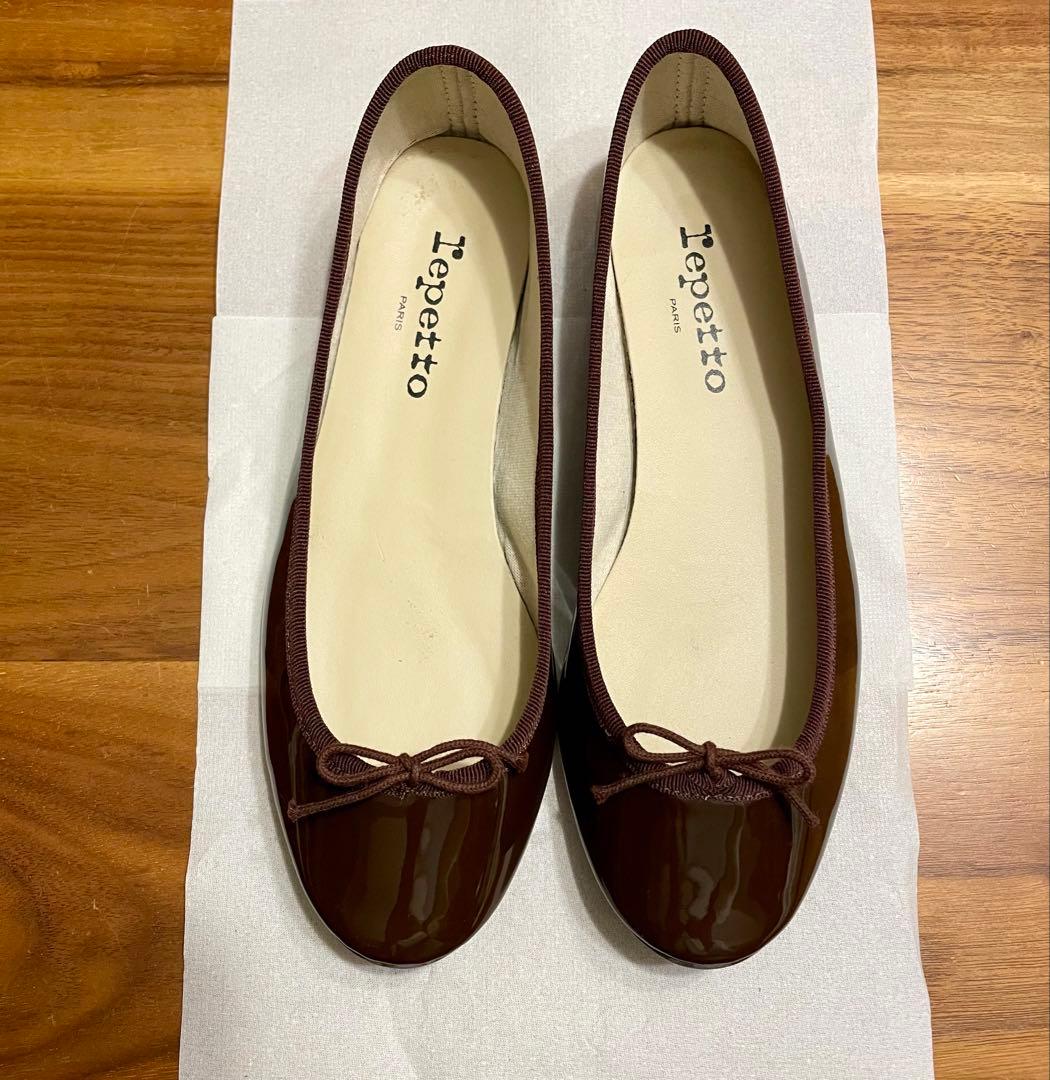 repetto ローヒールパンプス 晴雨兼用 38ブラウン 23.5㎝