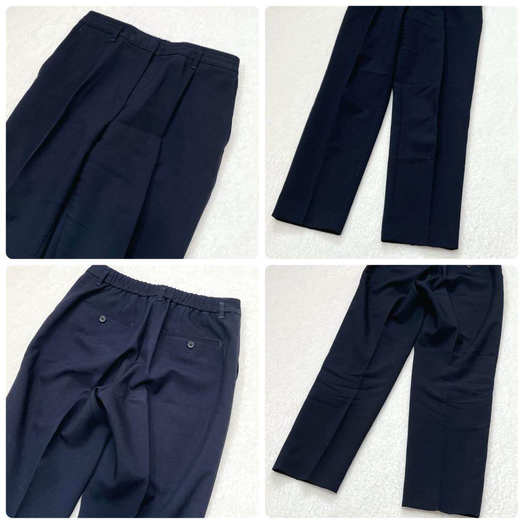 プラステ セットアップ ノーカラー テーパードパンツ【M】紺 1B 洗える