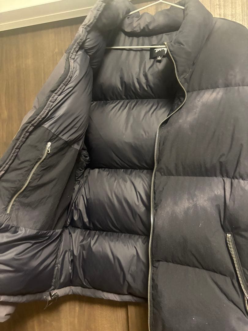 グレー ジッパー付きダウンジャケット