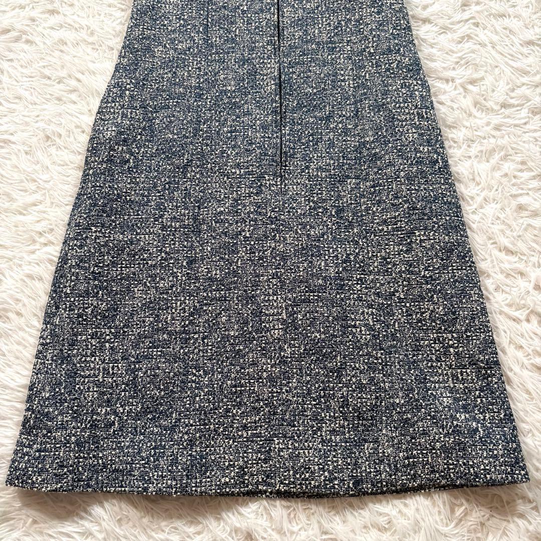 ルネ　ツイード　フリル　ワンピース　ドレス　ビジュー　パール　ブルー系　近年もの