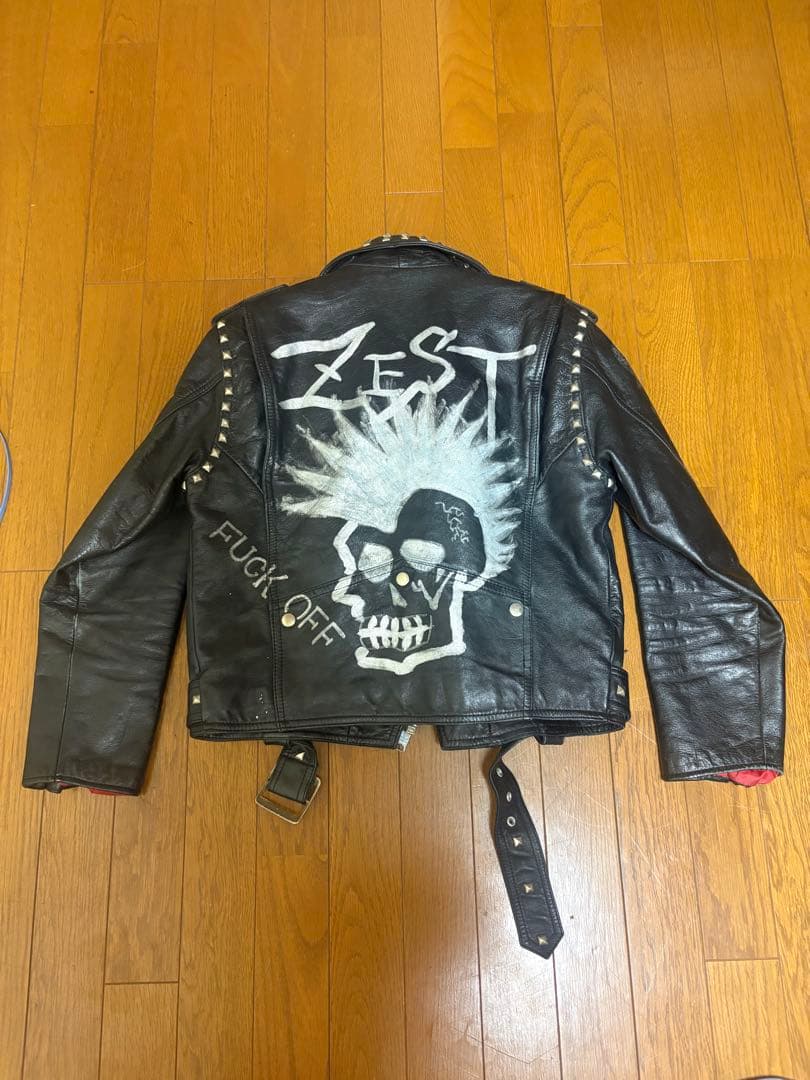 80s 90s ダブル ライダースジャケット 鋲ジャン スタッズ