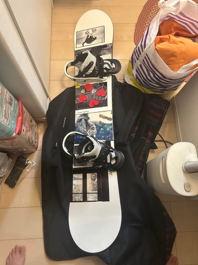 ビンディング付きスノーボード