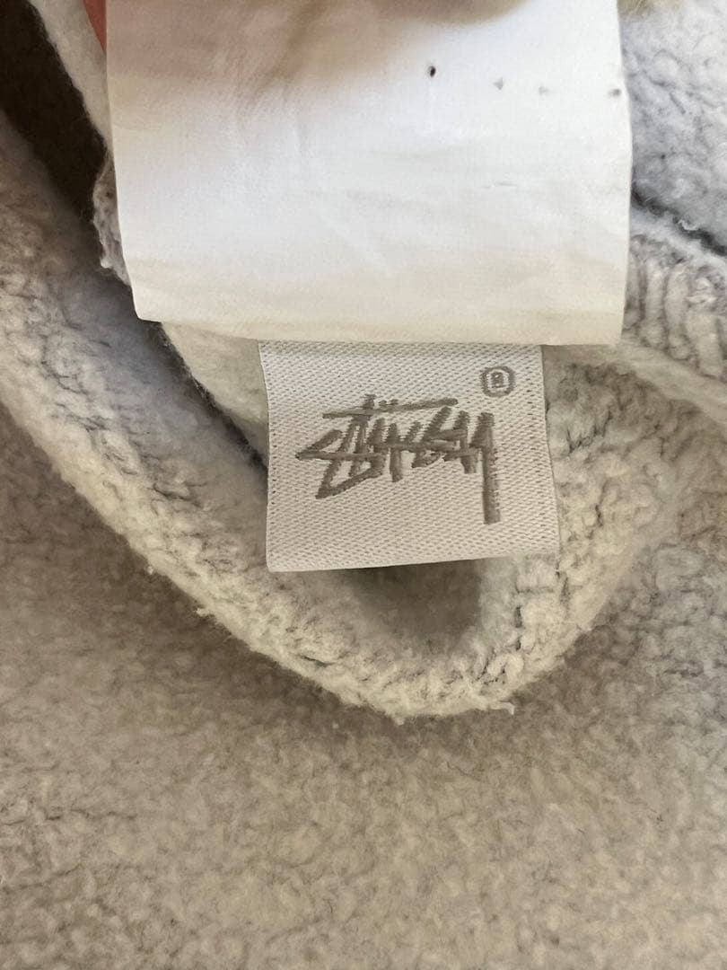Stussy グレー 刺繍 フード付きパーカー Ｌサイズ