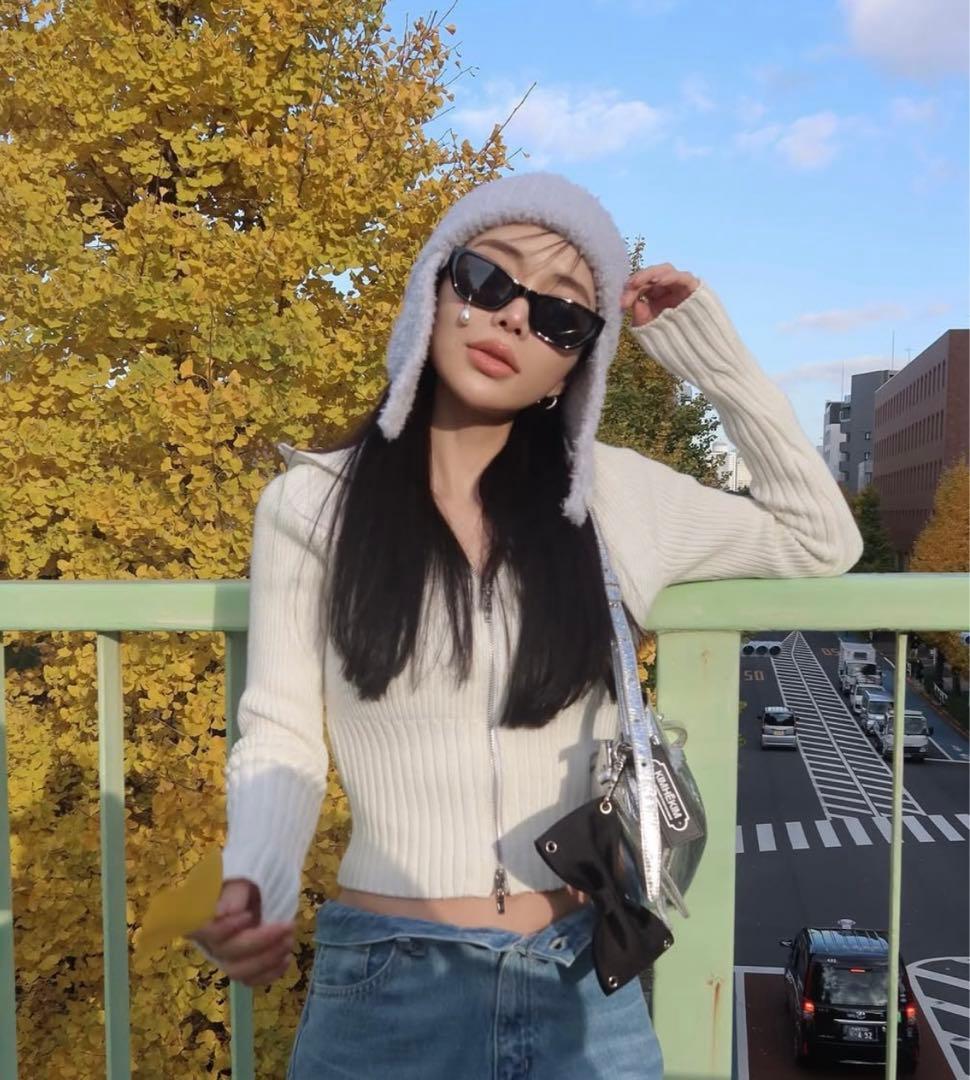 josemoon ニットトップス　カーディガン　ダブルジップ　ハイネック