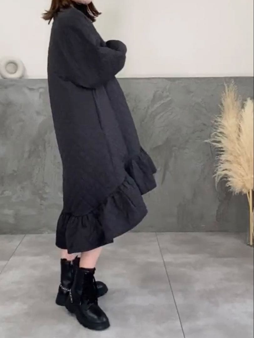 Donoban ドノバン　キルティング　アシメ　ワンピース　ブラック