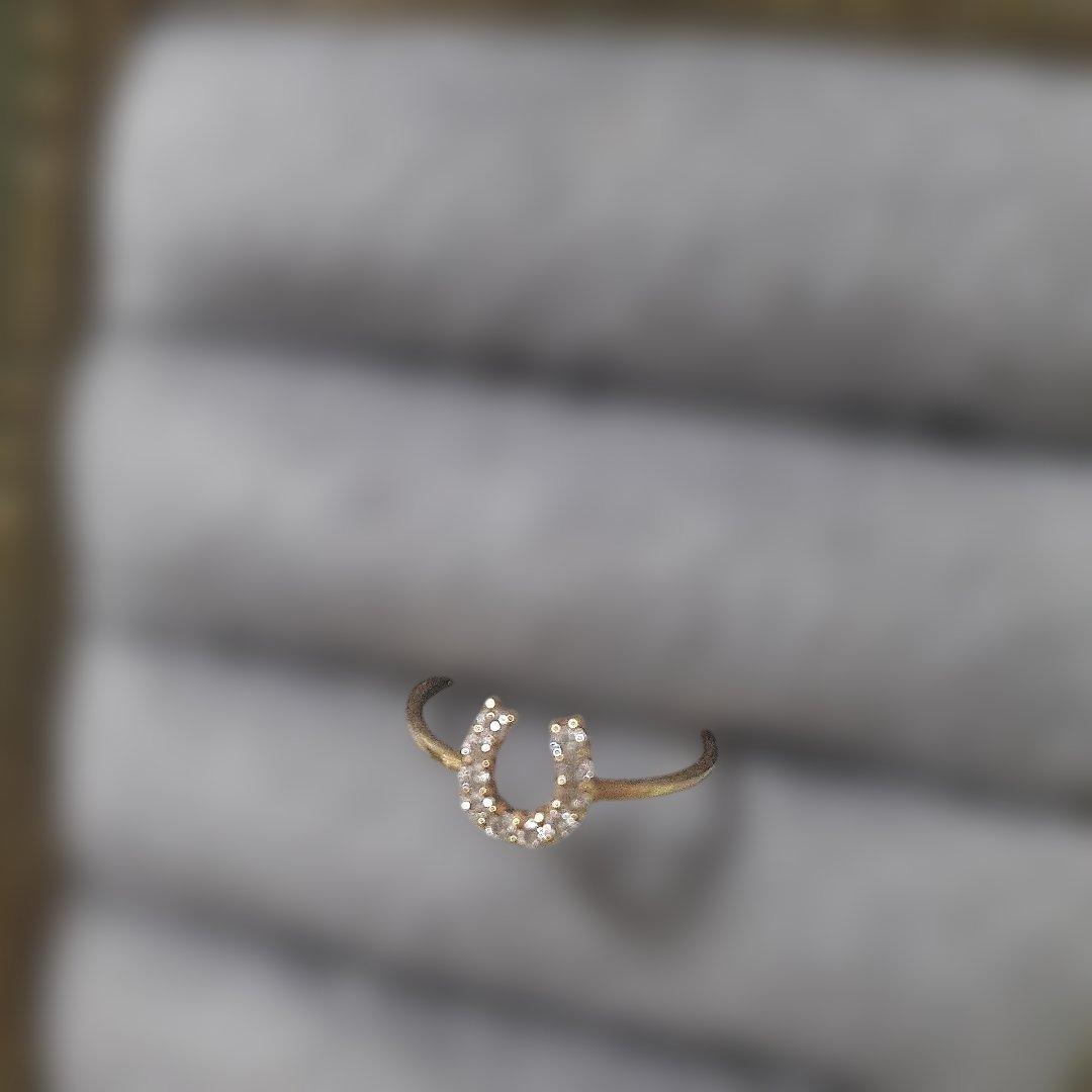 お値下げK18 ホースシュー型ダイヤモンドリングピンキー